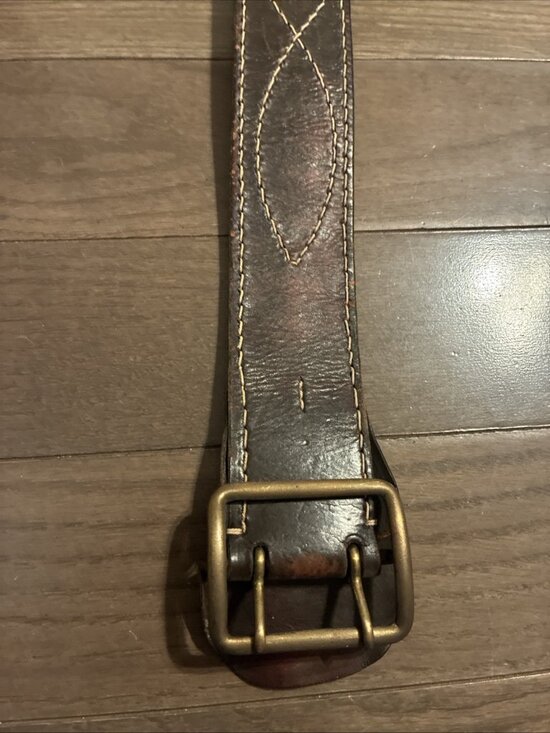 Unisex Vintage Brown Western Leather Belt 45 In Long main image 6